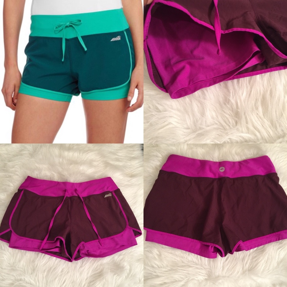 Womens Avia Maroon/pink Performance Running/Casual Shorts -M- drawstring